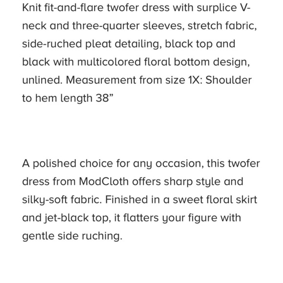 Modcloth Admired All Over 3/4 Sleeve Dress 2X​​​​​ - Picture 2 of 4